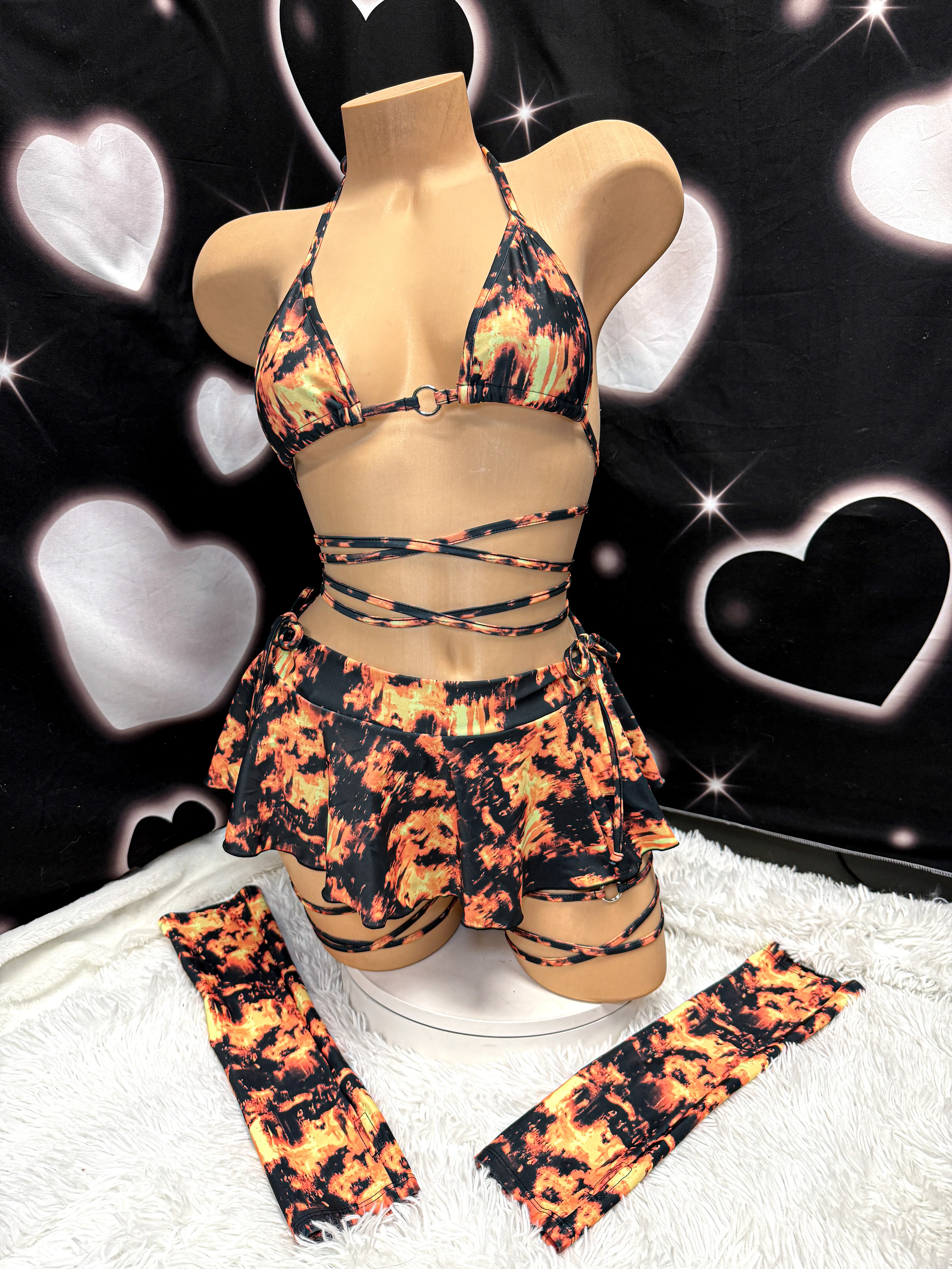 Acid wash skirt sleeves reverie bikini set - Image 11