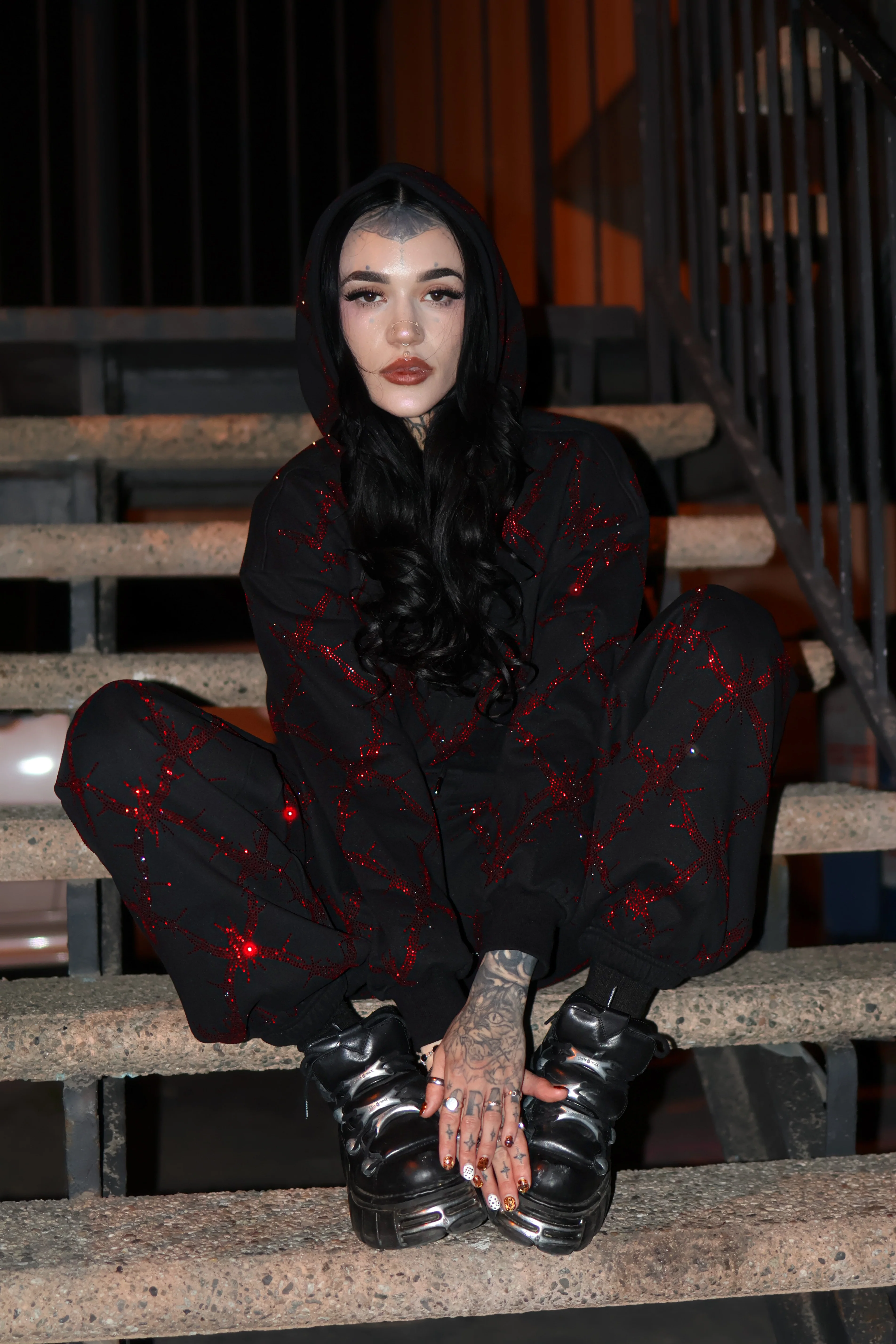 Barbed wire fence rhinestone sweatpants - Image 3
