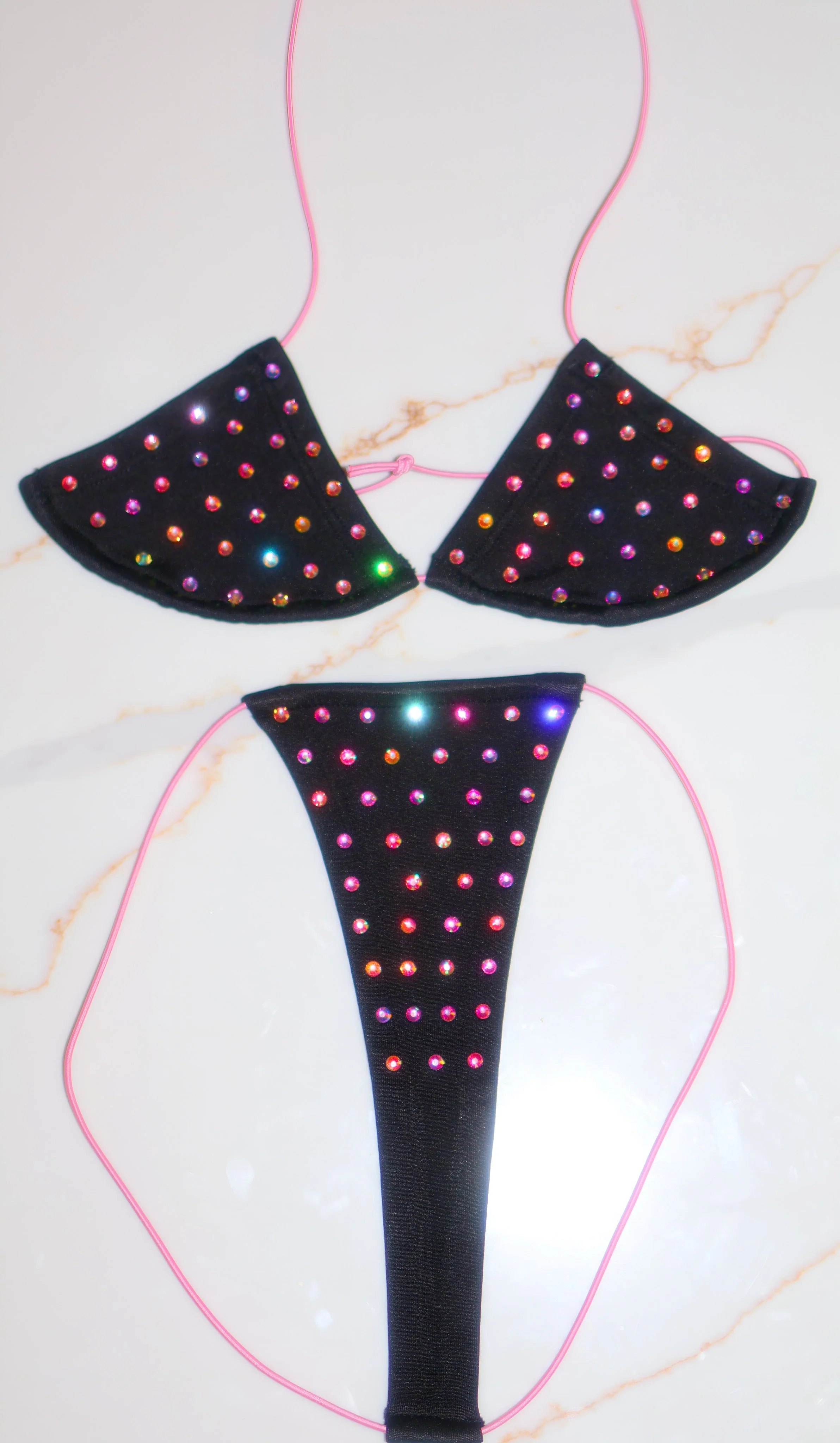 Black rhinestone string microkini - Image 3