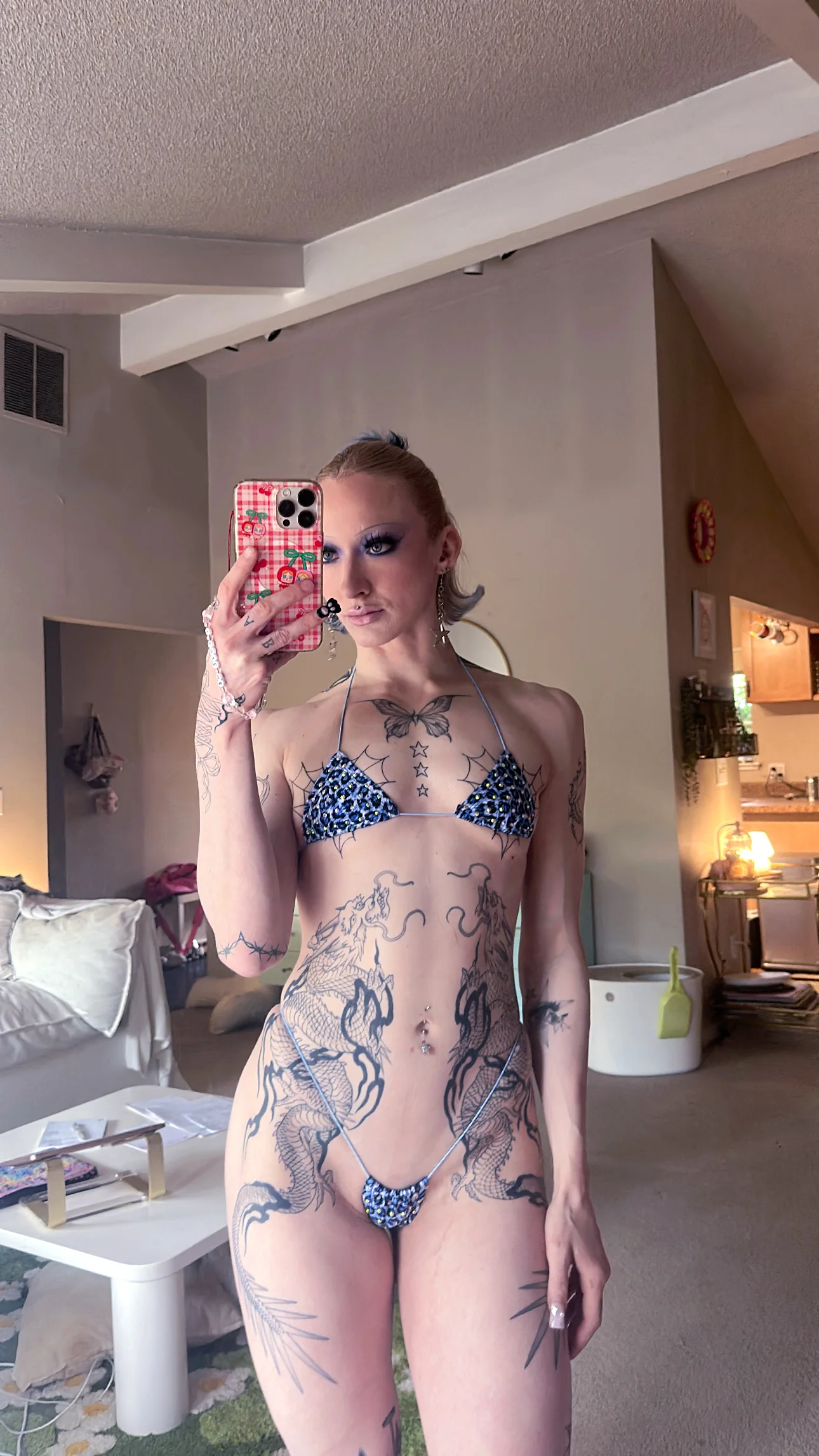 Blue leopard rhinestone string microkini - Image 4