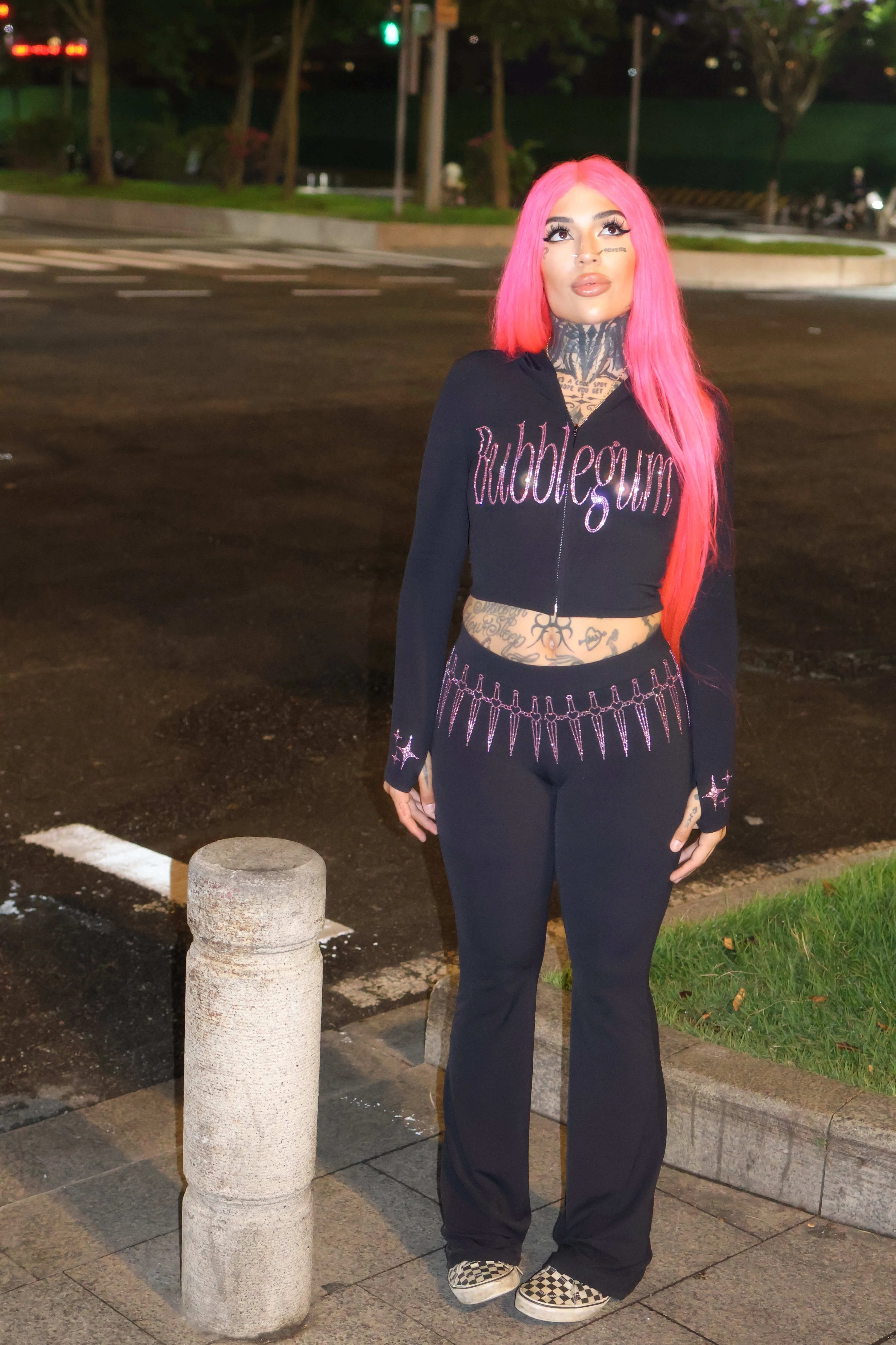 Celestial Threat rhinestone tracksuit pants crop hoodie - Image 7