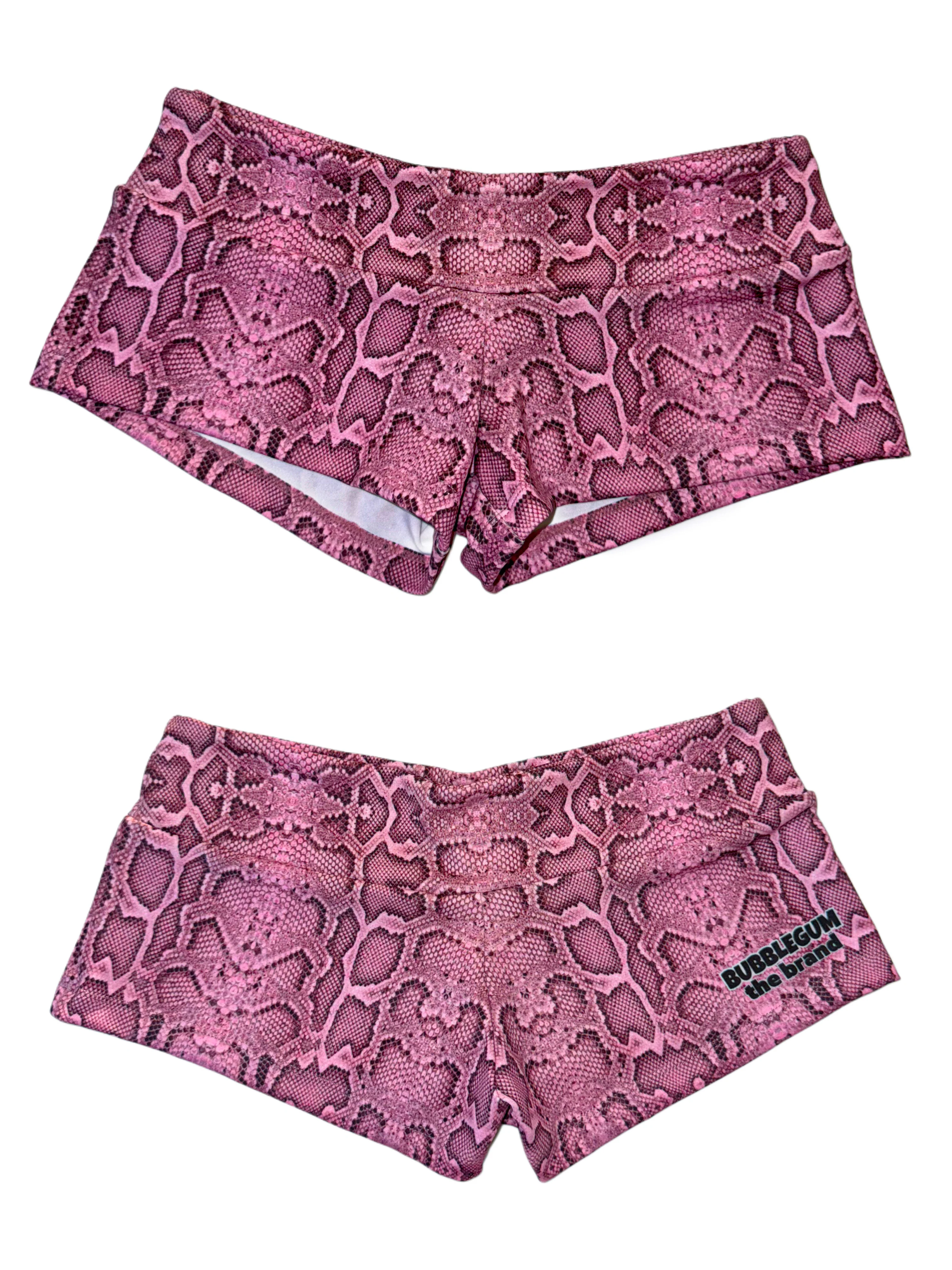 Pink snakeskin micro shorts hotpants streetwear
