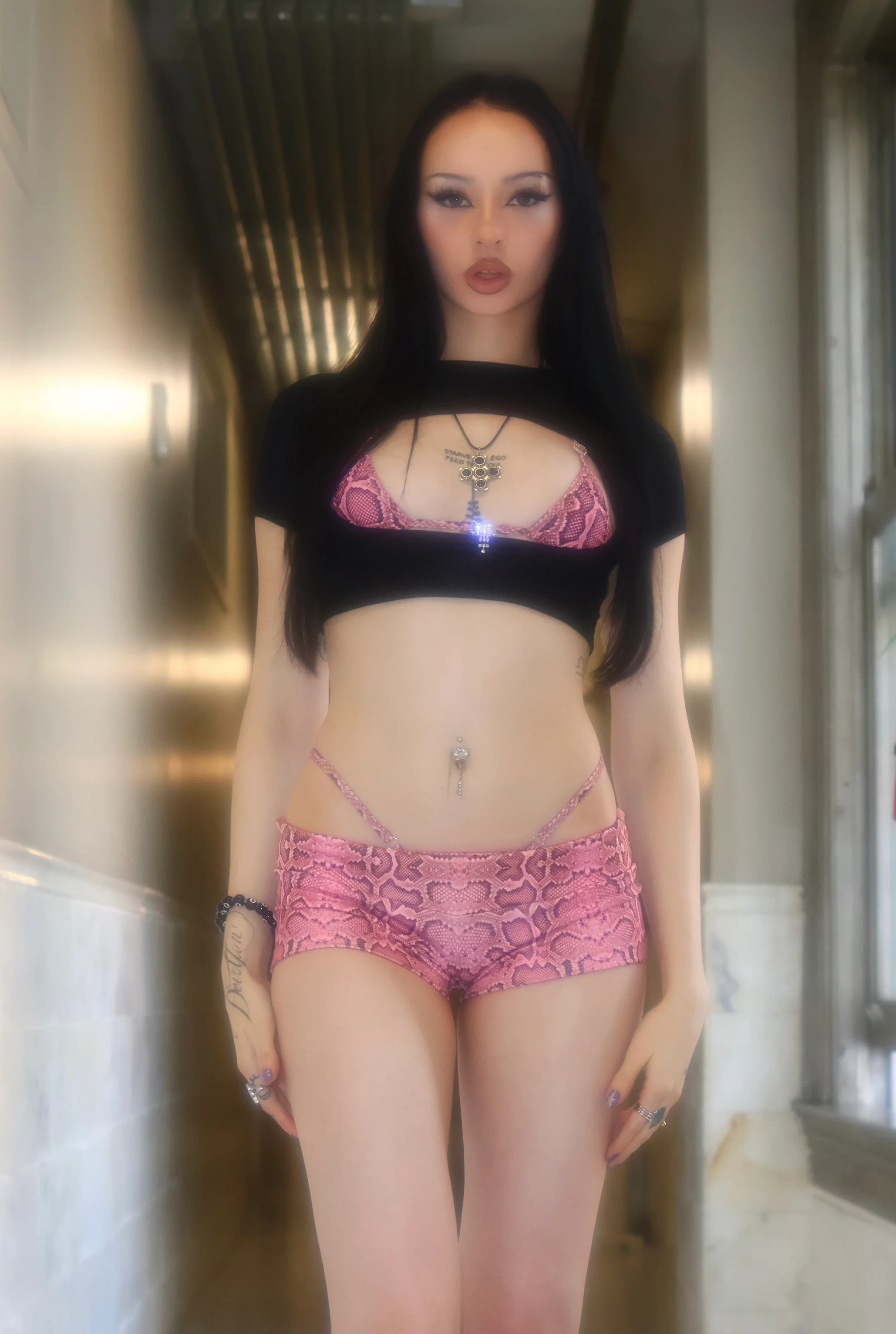 Pink snakeskin micro shorts hotpants streetwear - Image 6
