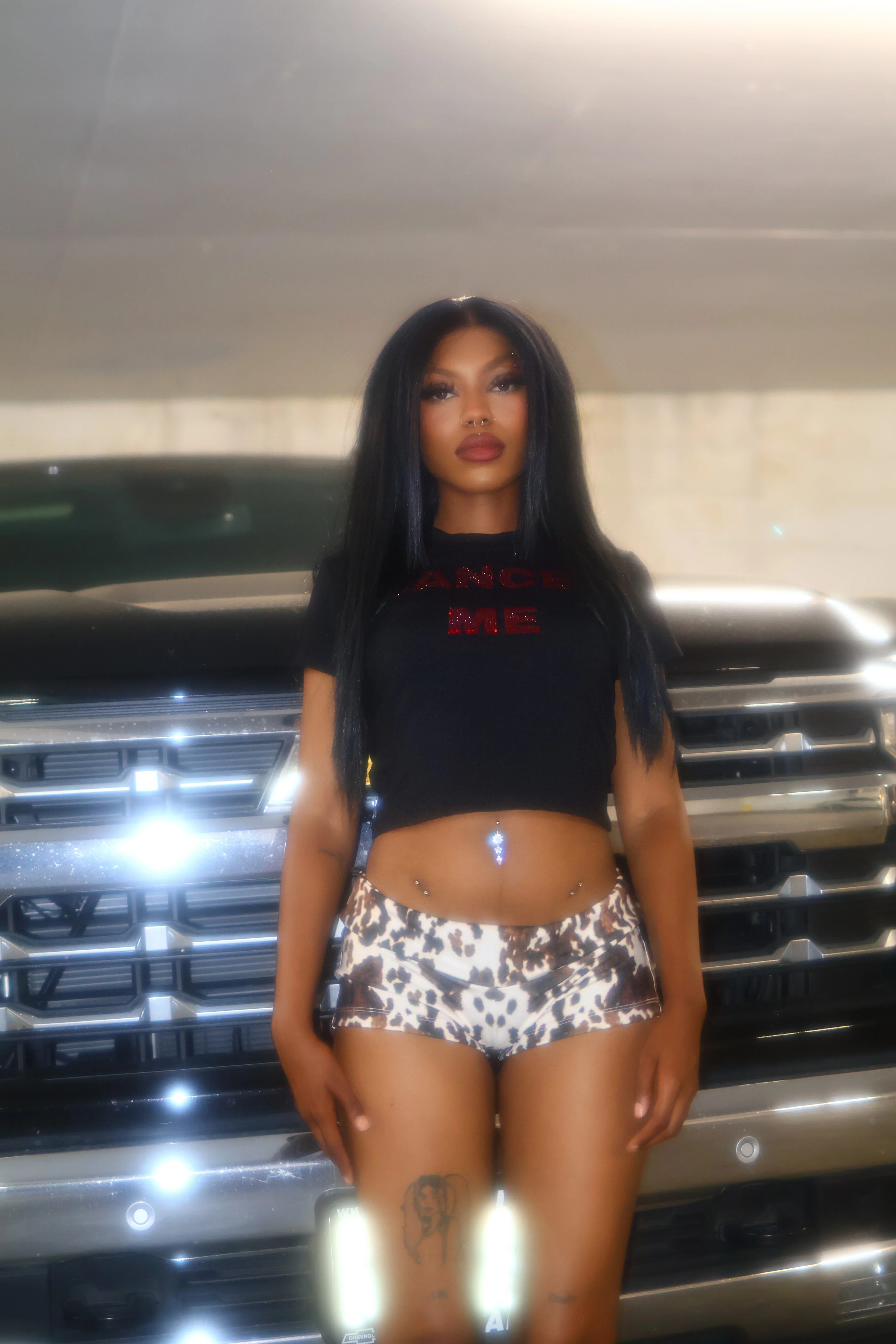 Cowhide micro shorts hotpants streetwear - Image 3