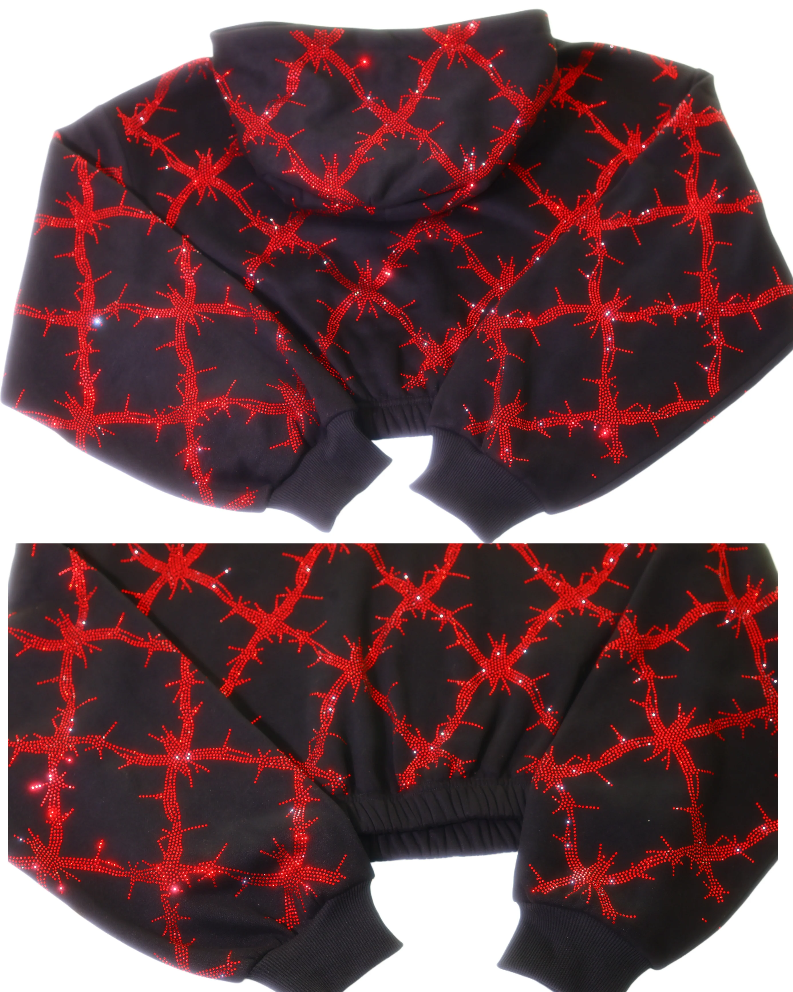 Barbed wire fence rhinestone crop hoodie - Image 12