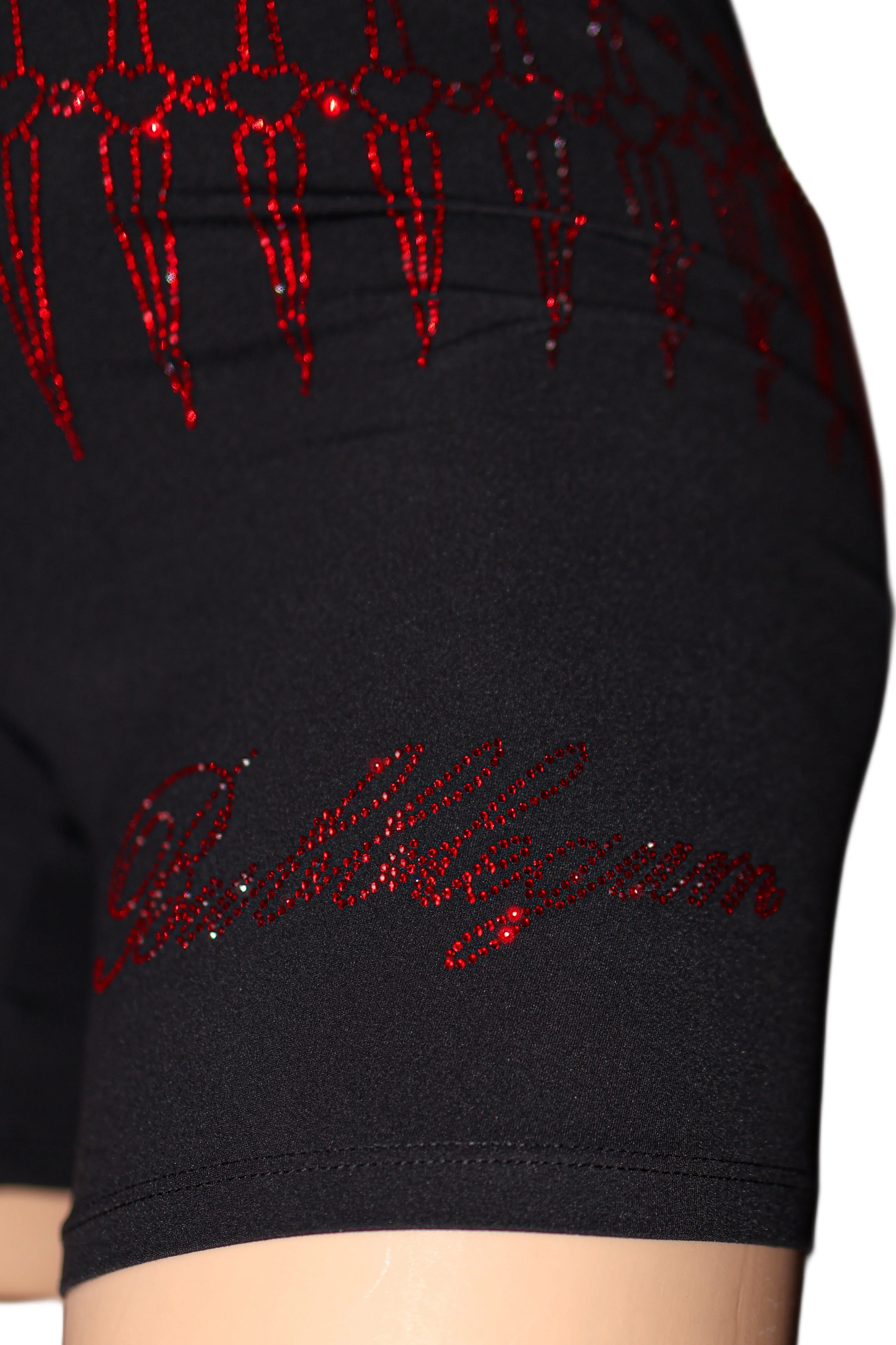 Fatal love dagger rhinestone biker shorts streetwear - Image 4