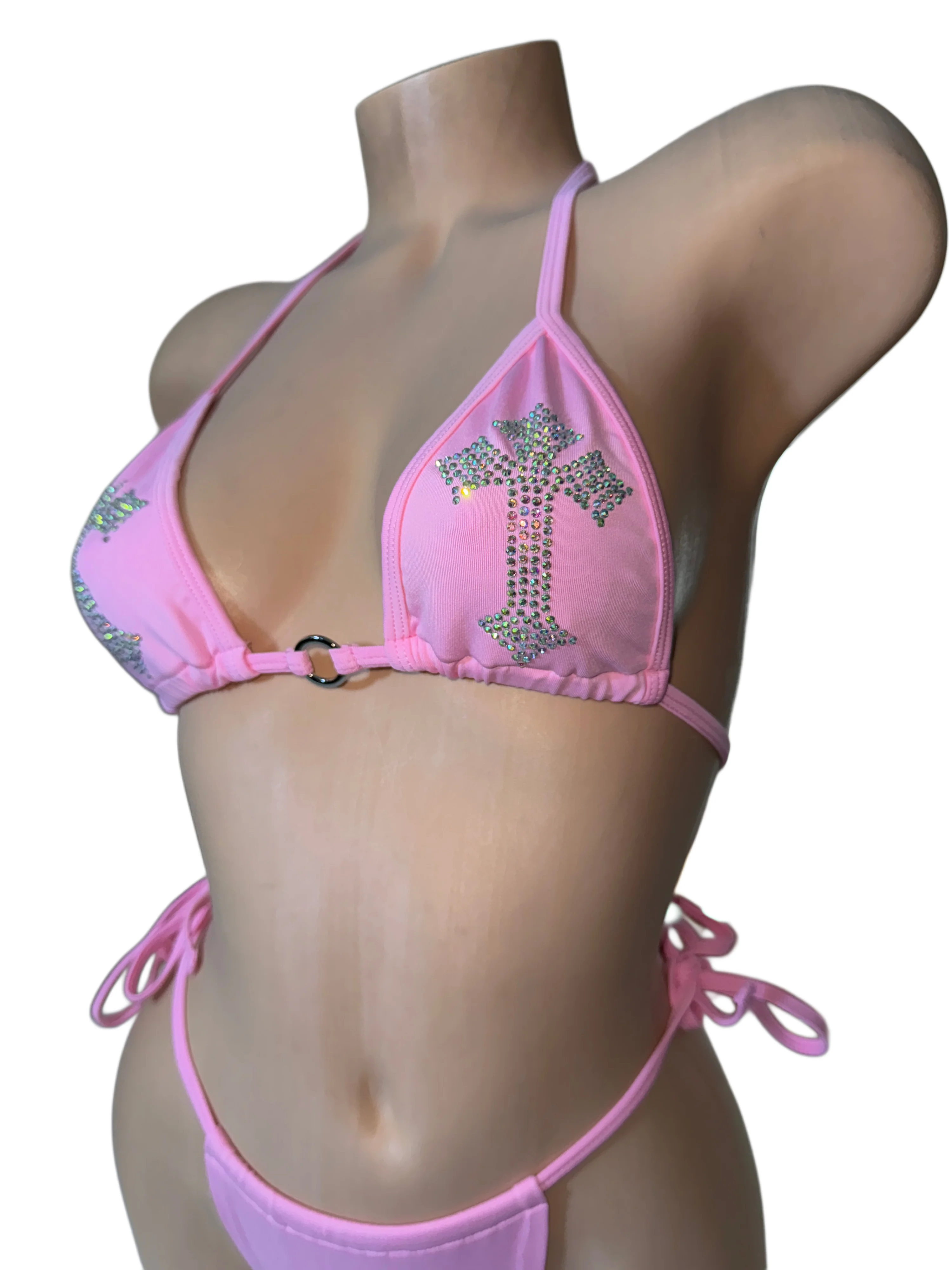 Forgive me not rhinestone bikini mesh skirt set - Image 3