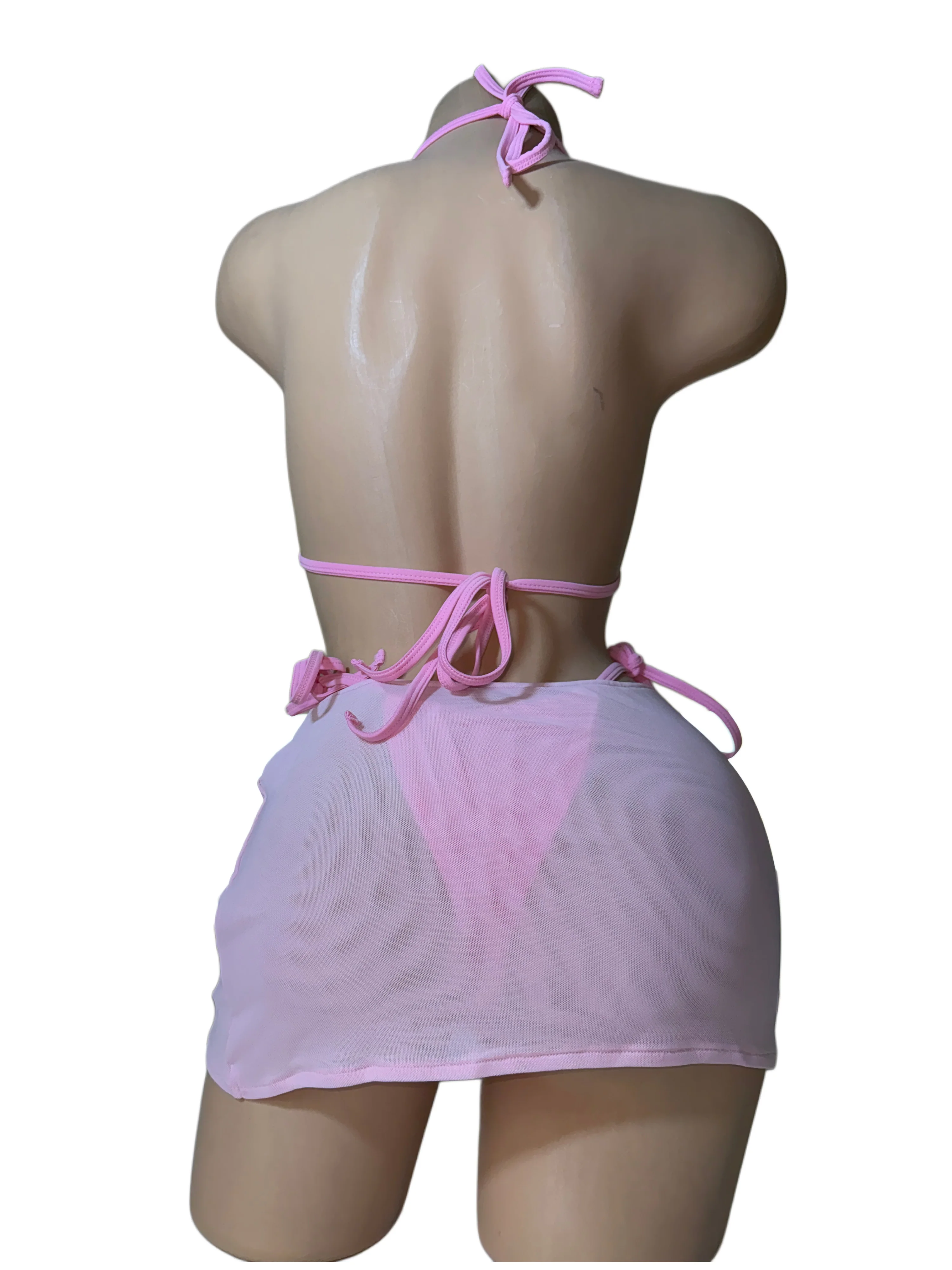 Forgive me not rhinestone bikini mesh skirt set - Image 8