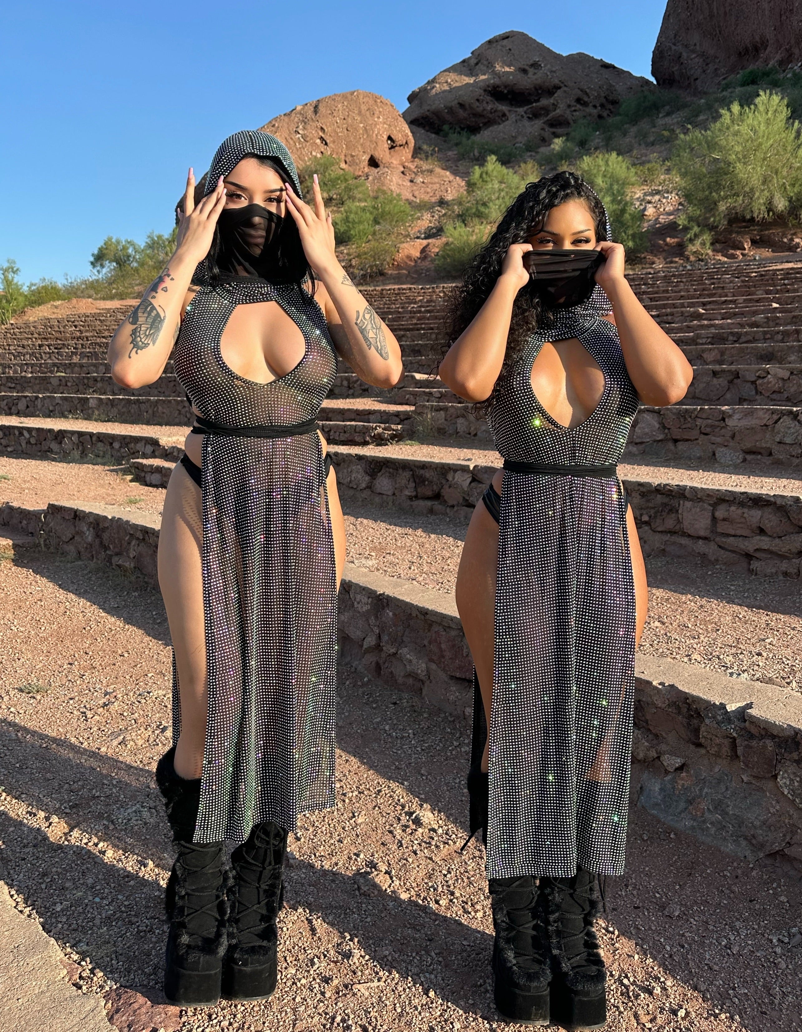 Assassin iced out rhinestone dress