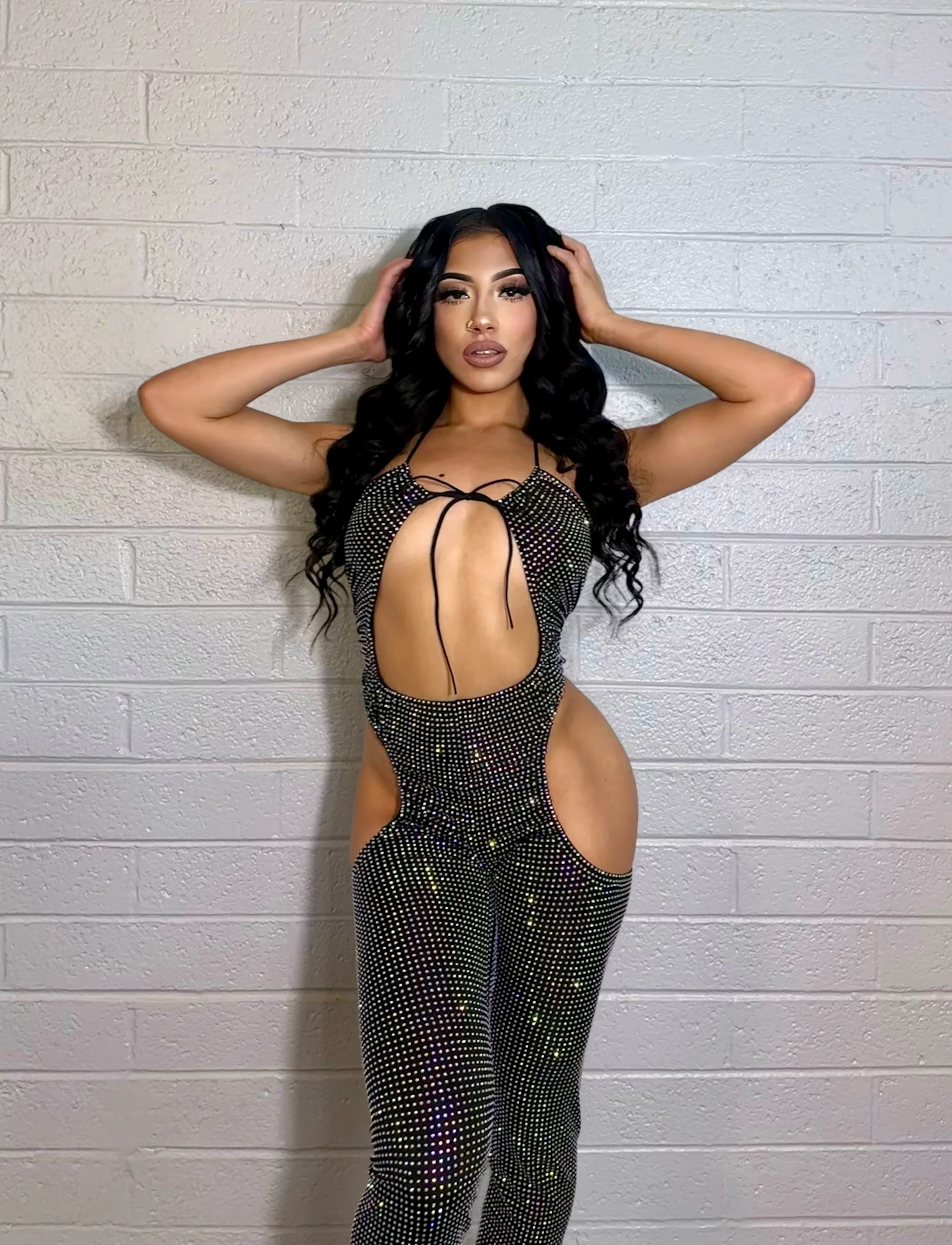 Iced out rhinestone catsuit - Image 5