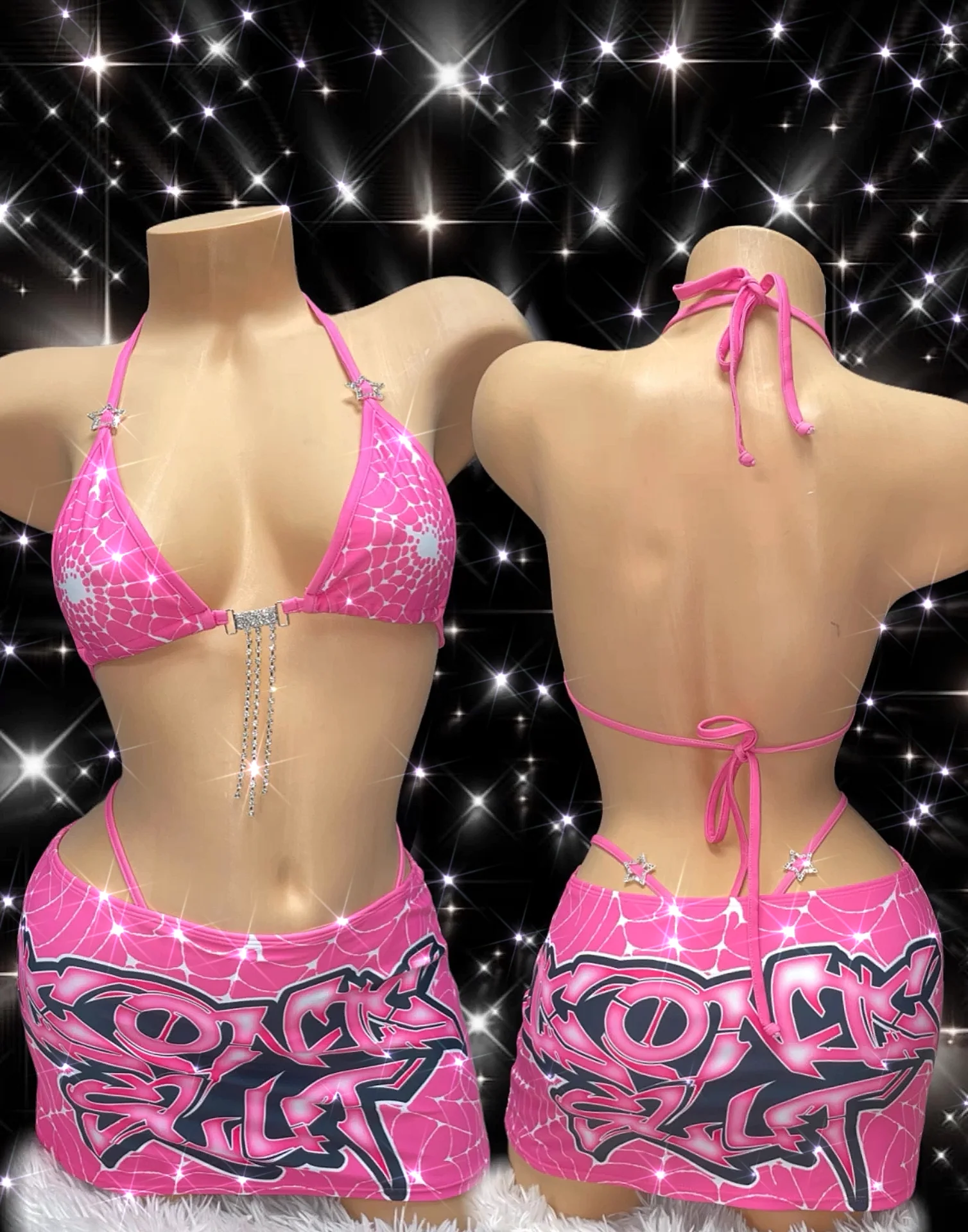 Iconic slut miniskirt sparkle bikini set - Image 3