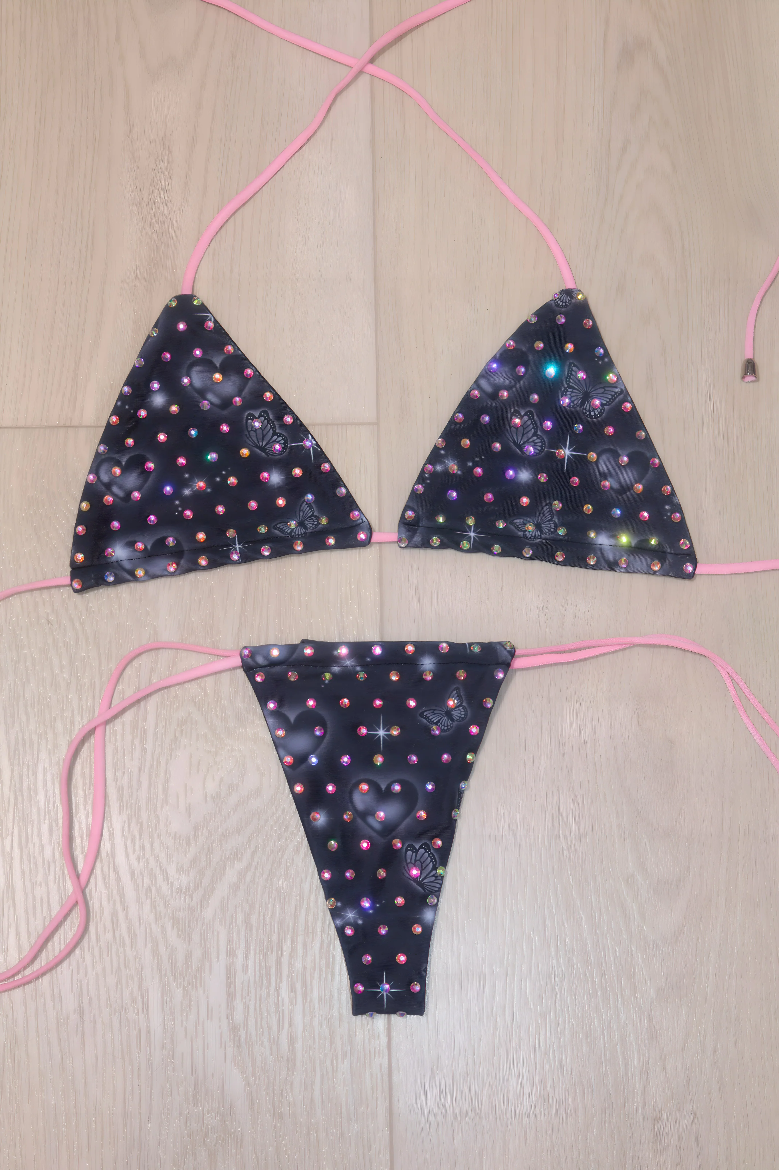 Lil booties matter rhinestone miniskirt bikini set - Image 8