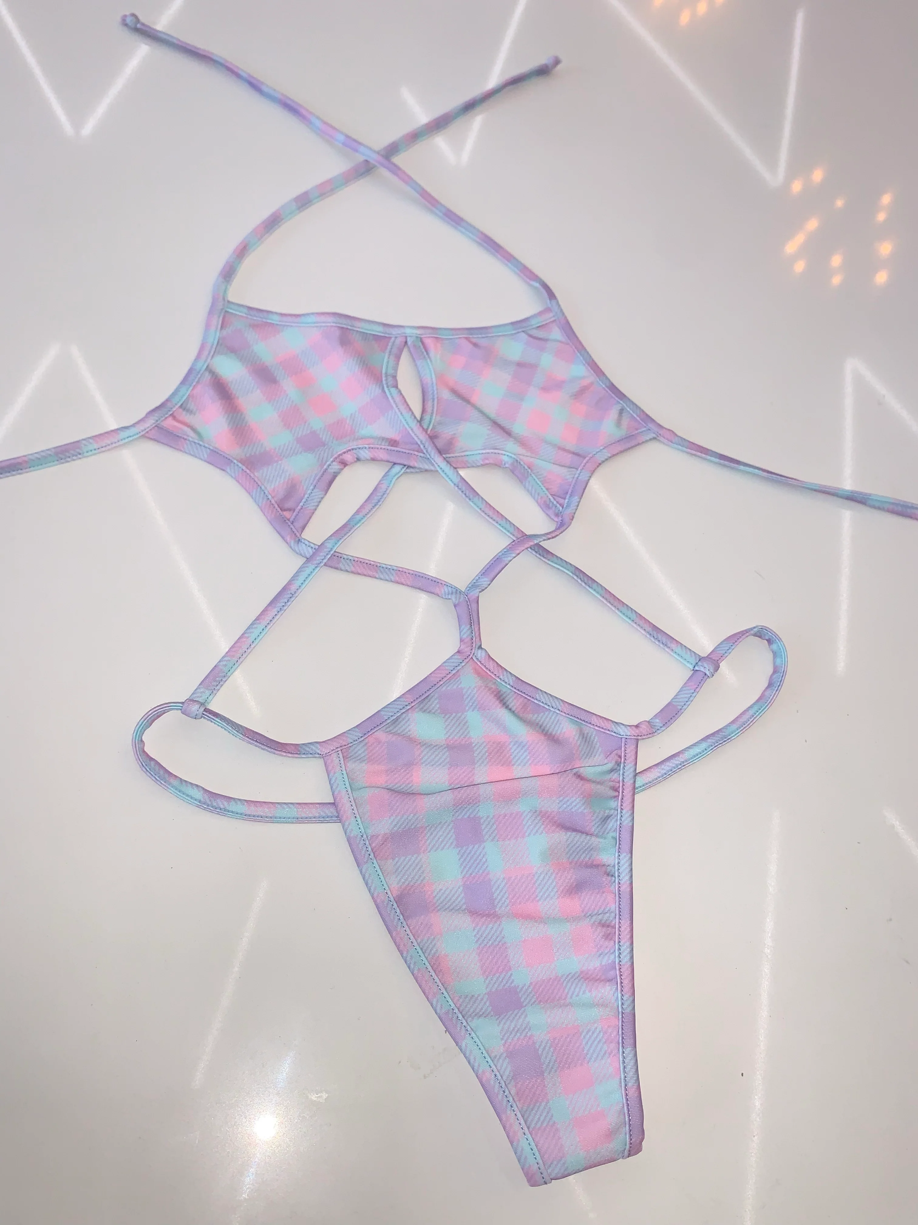 Pastel Plaid Star one piece - Image 3