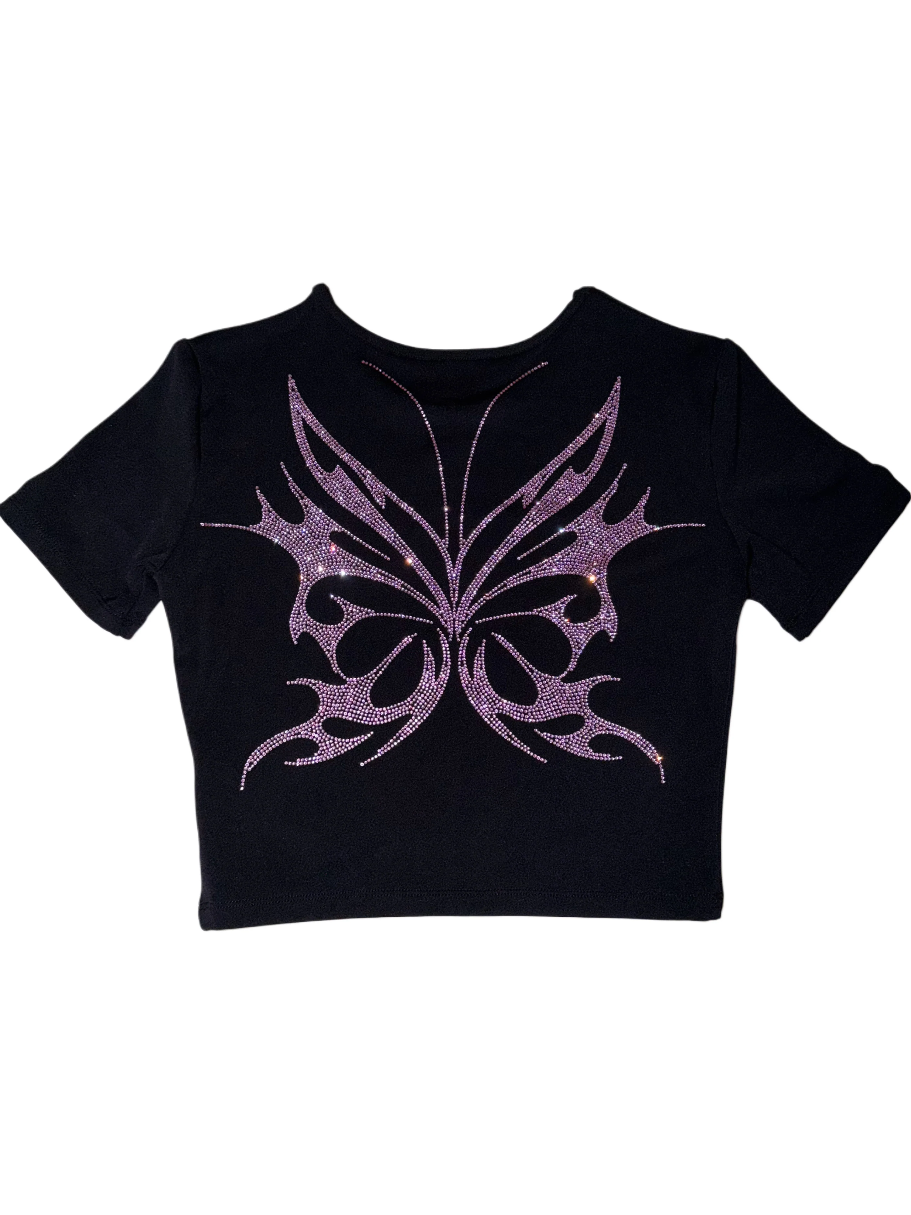 Pink fairy wings rhinestone crop top - Image 3
