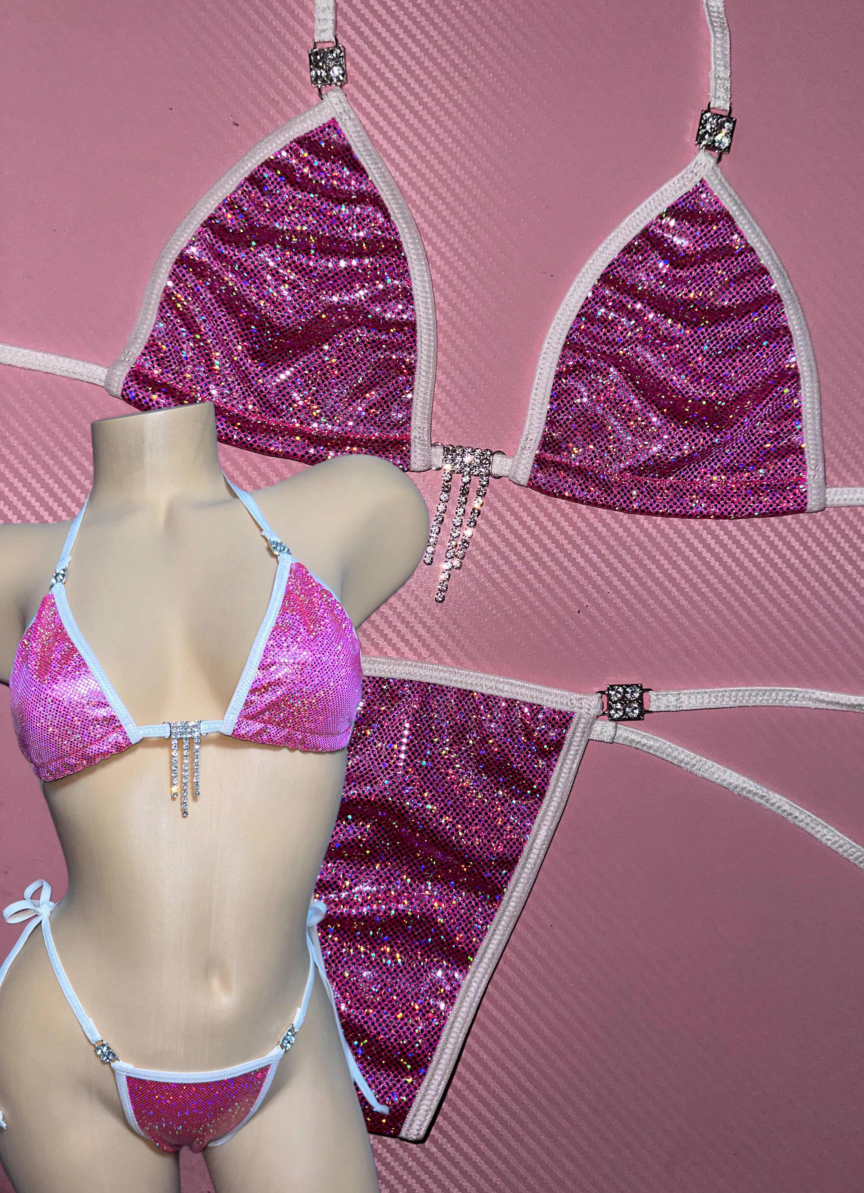 Pink holographic sparkle bikini
