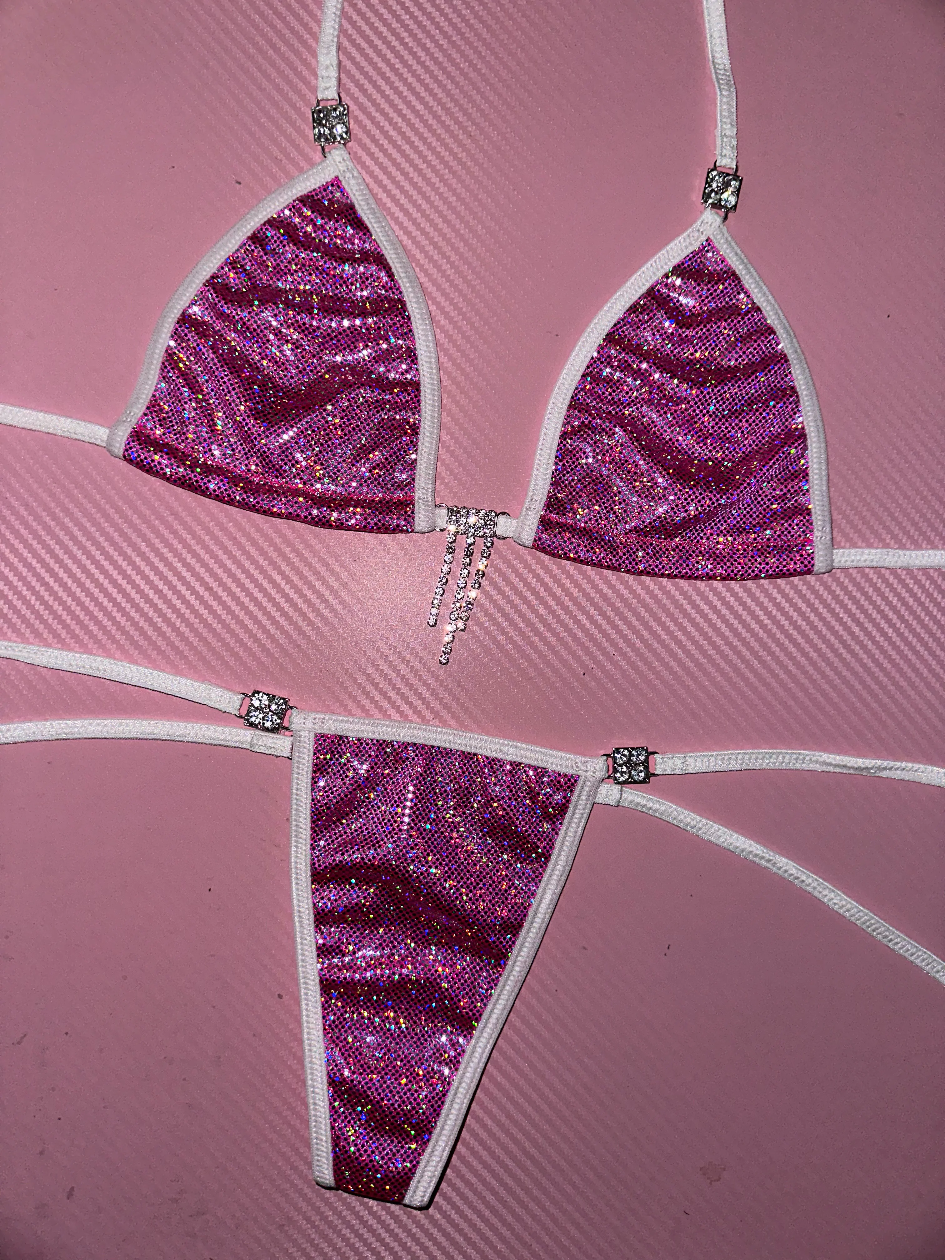 Pink holographic sparkle bikini - Image 3