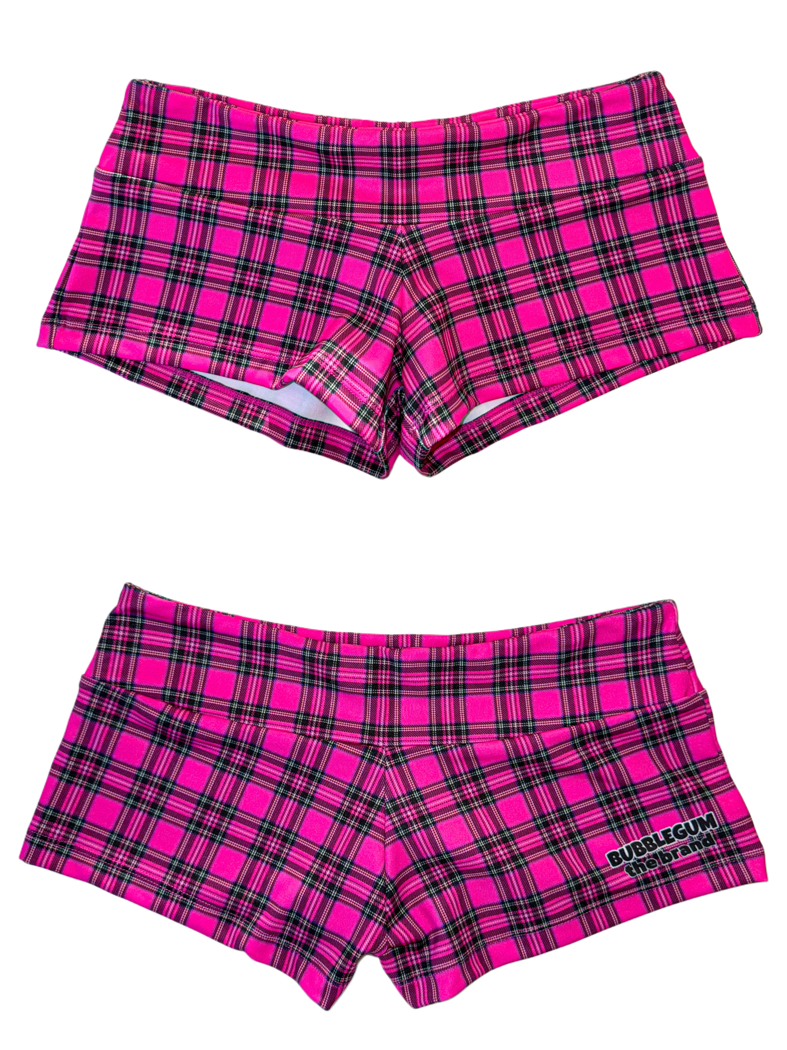 Pink plaid micro shorts hotpants streetwear
