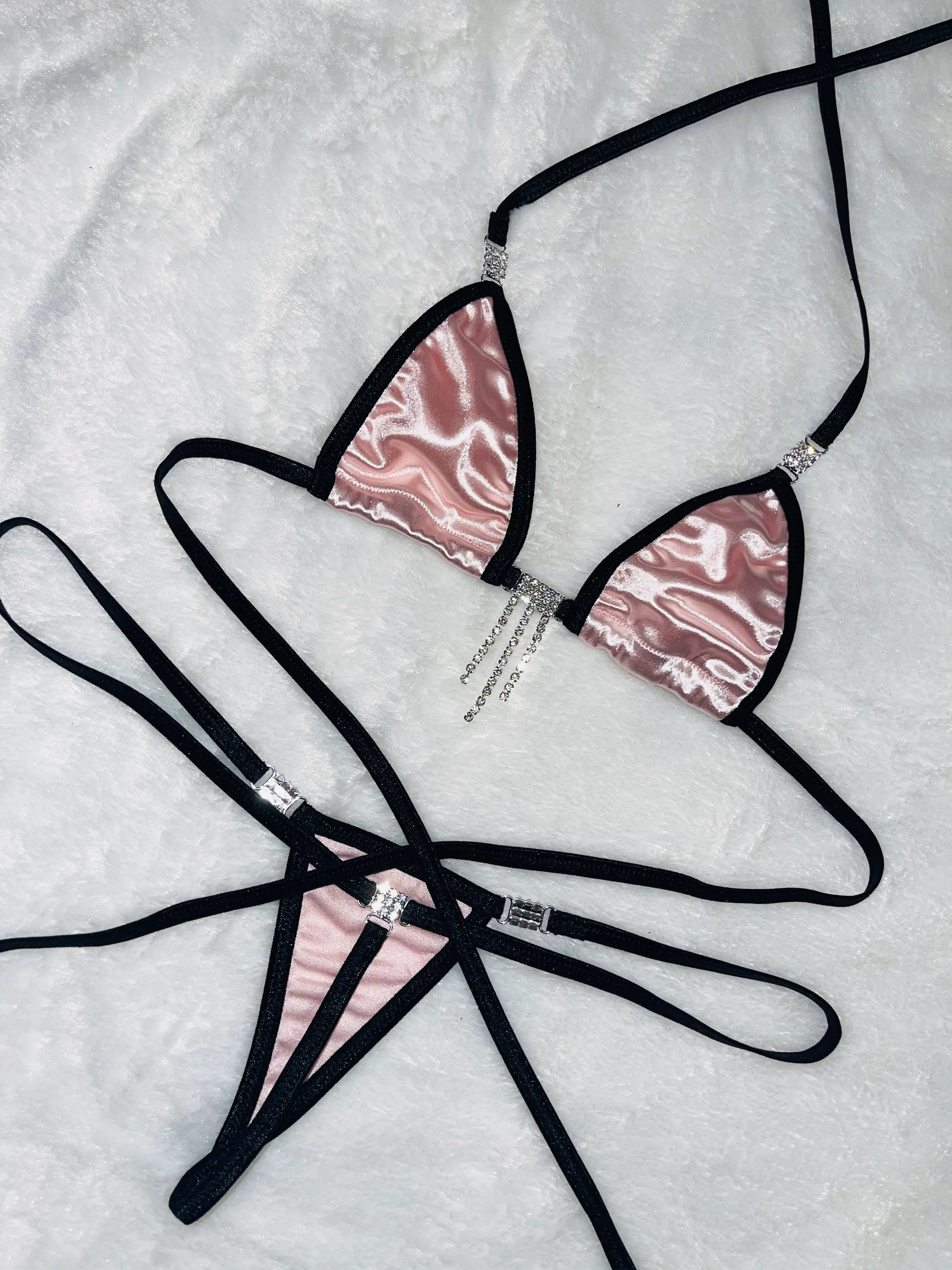 Pink satin sparkle Microkini - Image 6