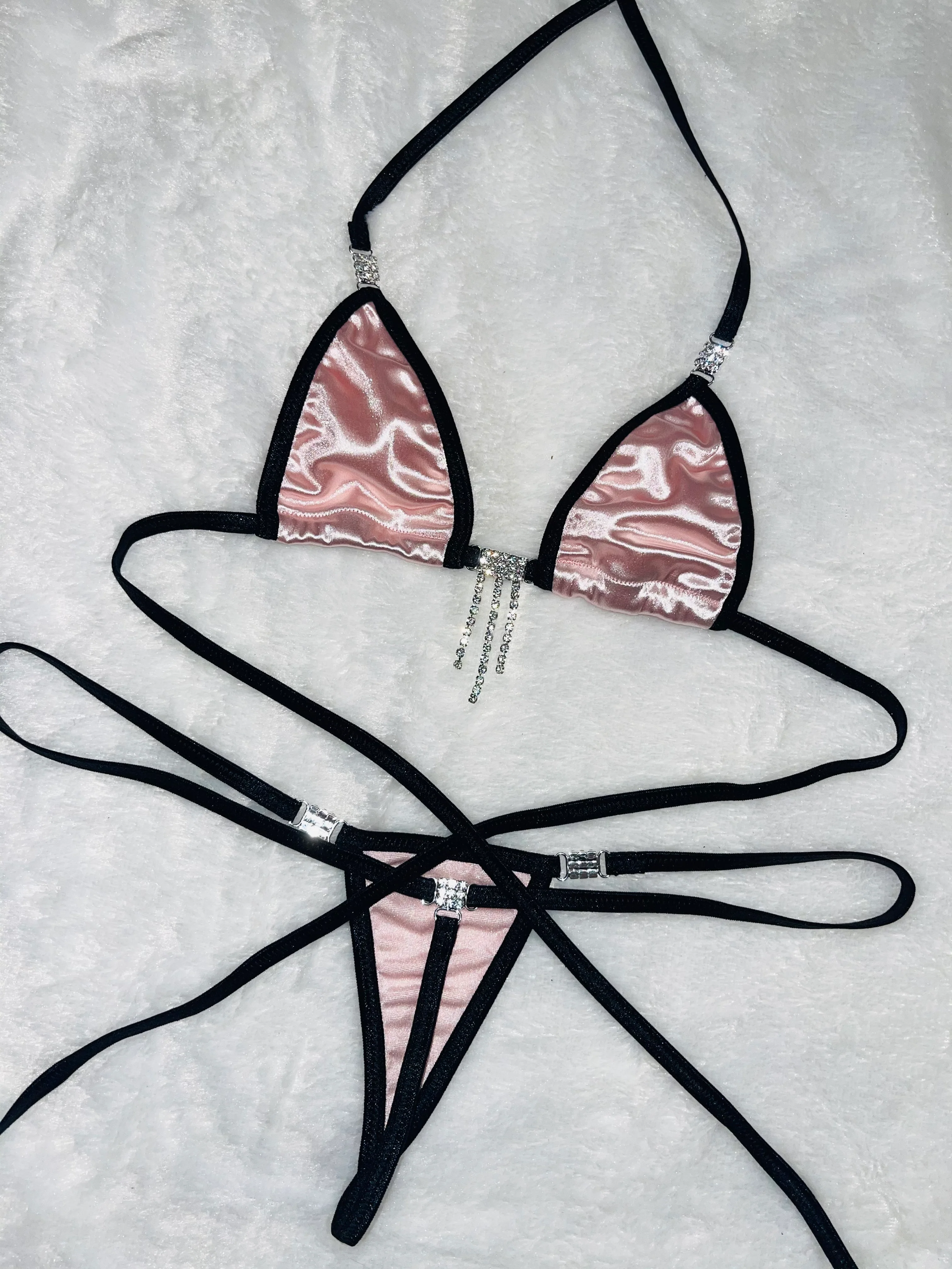 Pink satin sparkle Microkini - Image 7