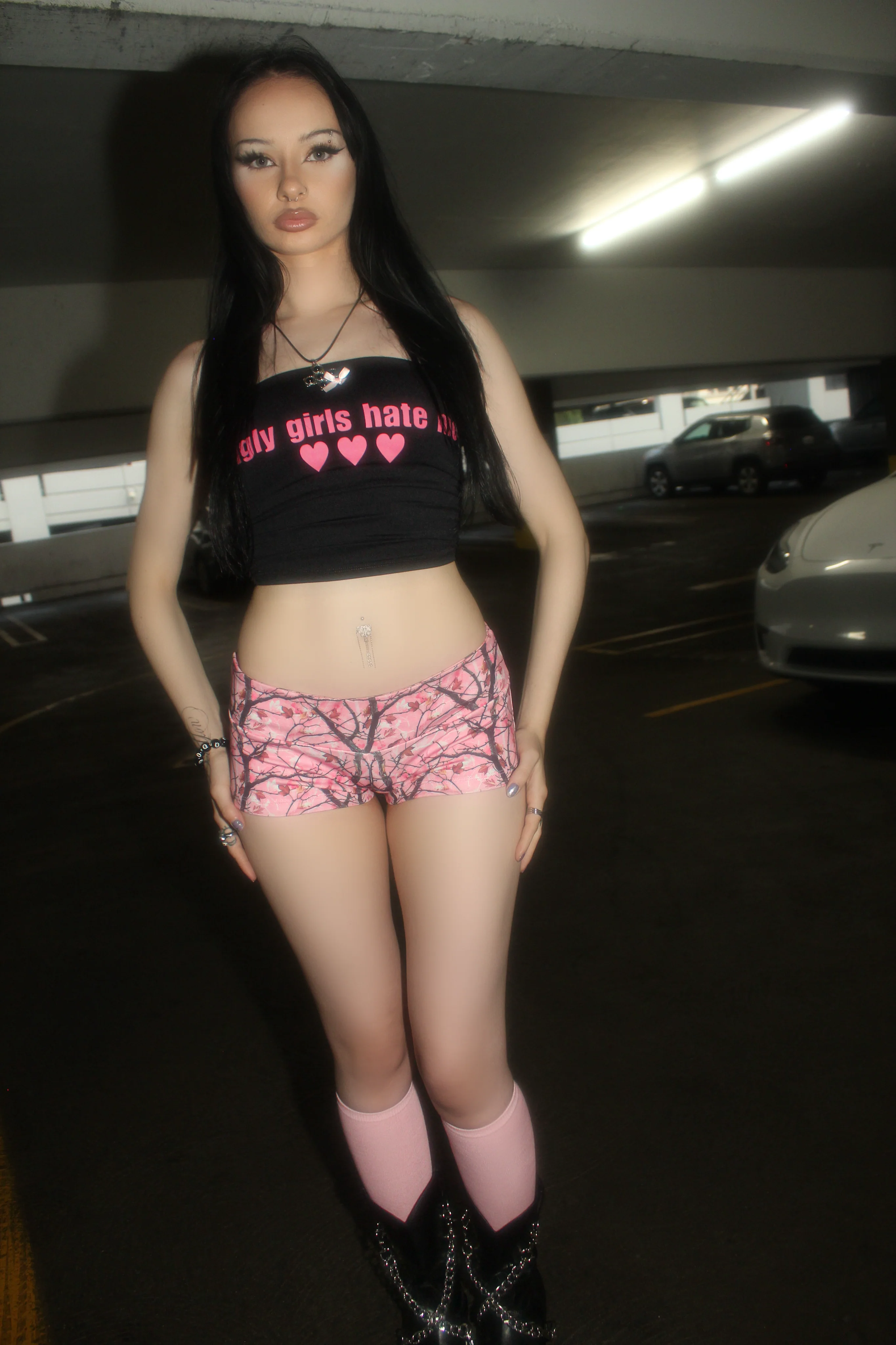 pink tree camo micro shorts hotpants streetwear - Image 2