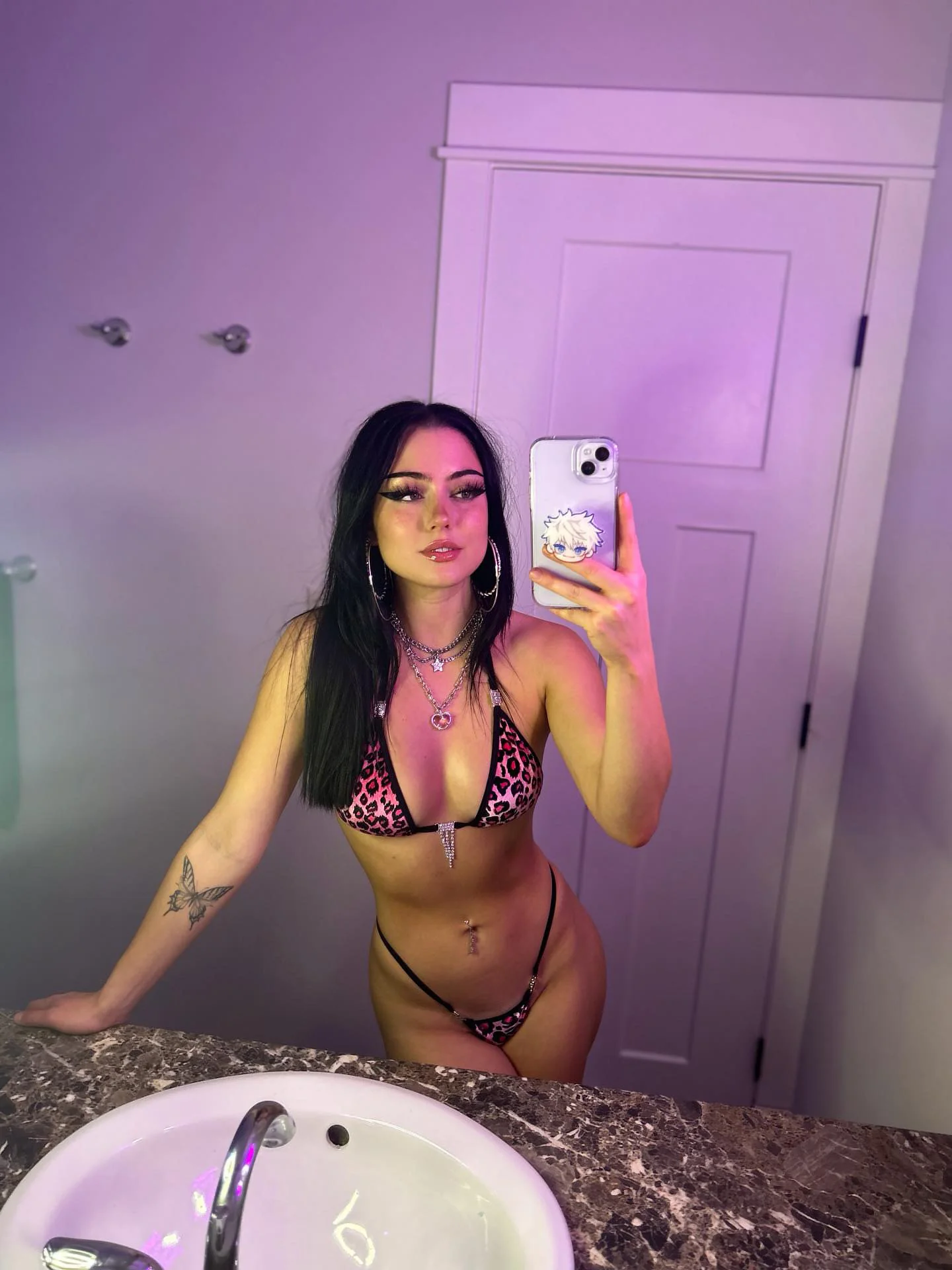 Pink leopard velvet sparkle bikini - Image 4