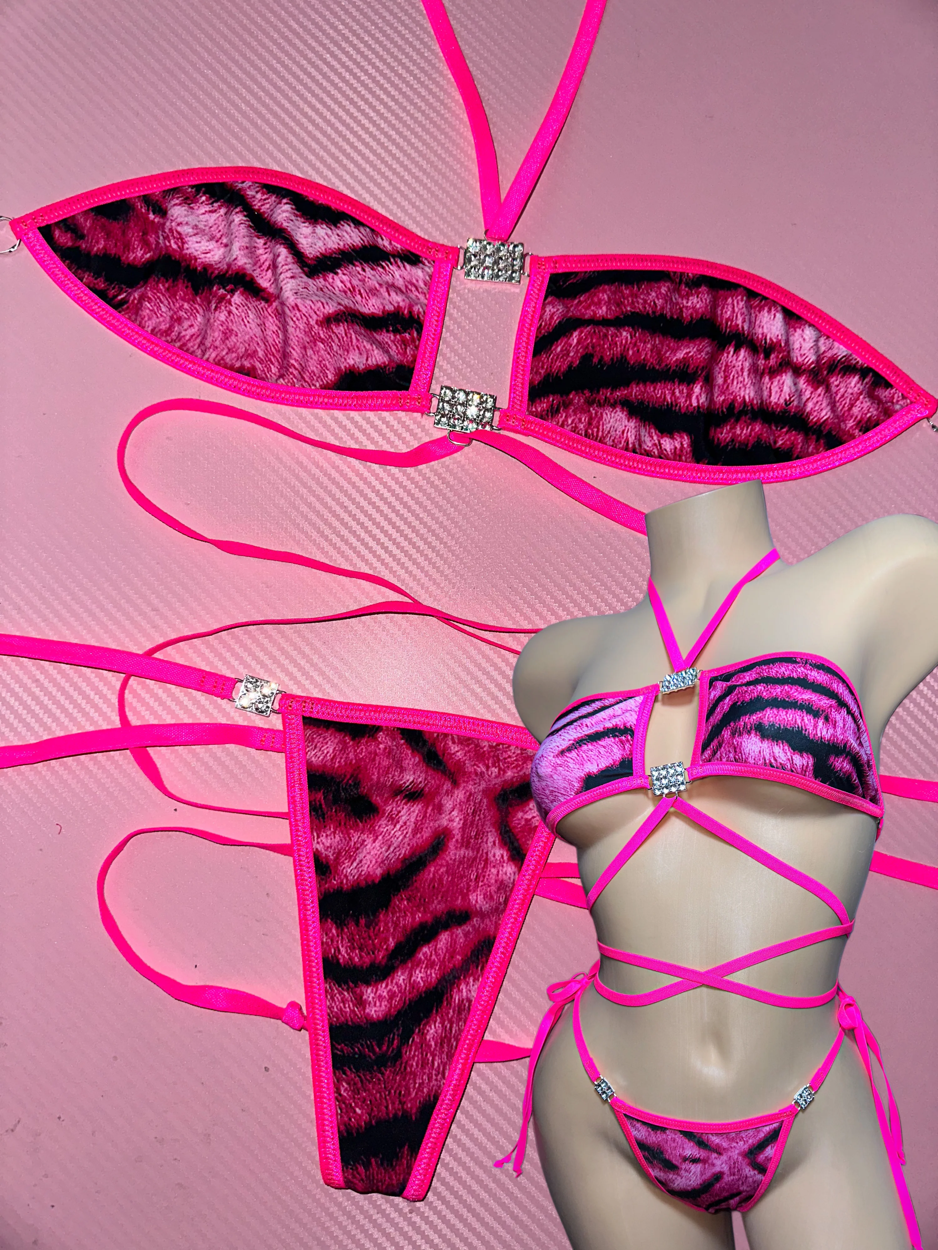 Pink tiger sparkle bikini