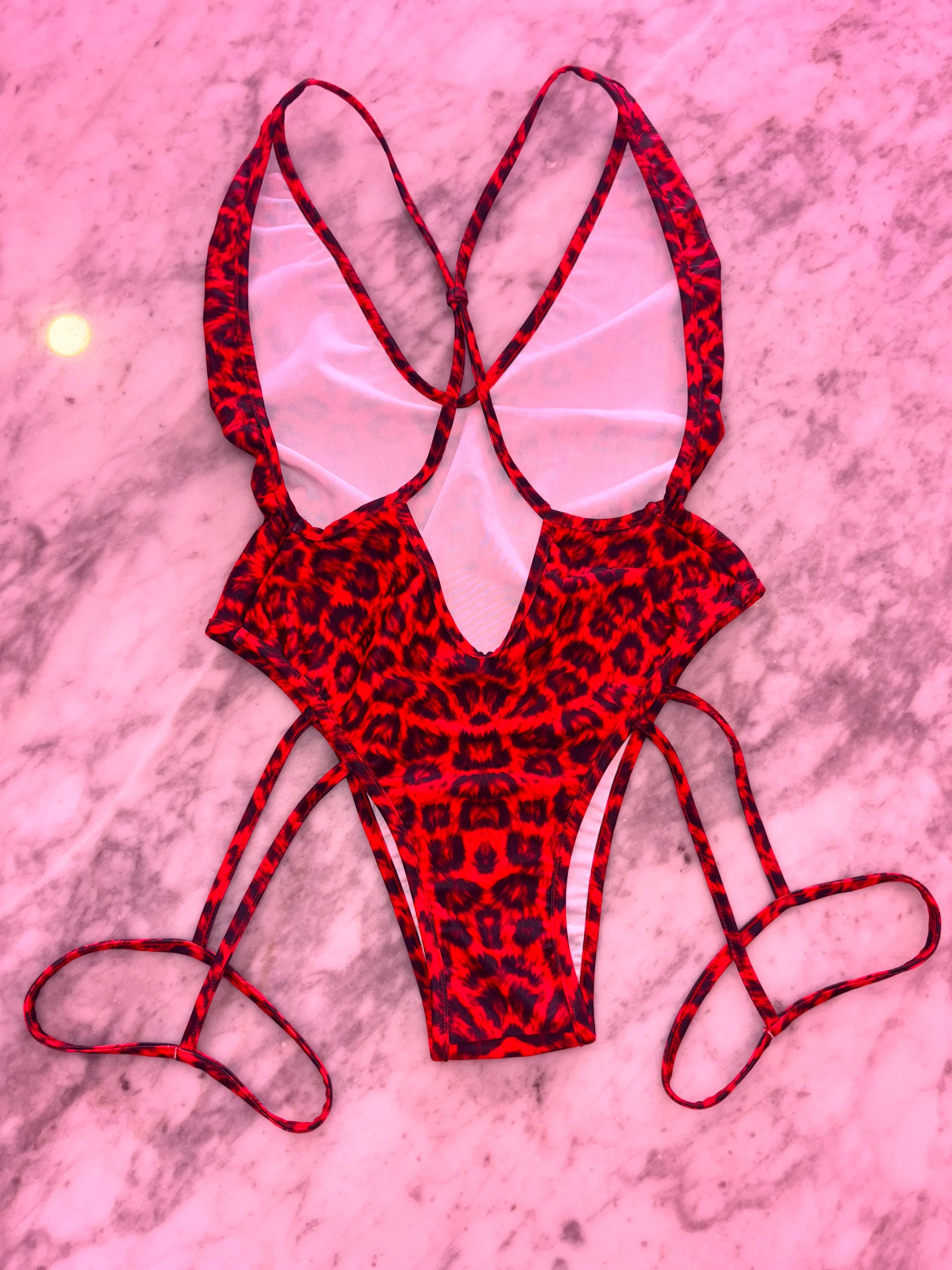 Red leopard garter one piece - Image 4