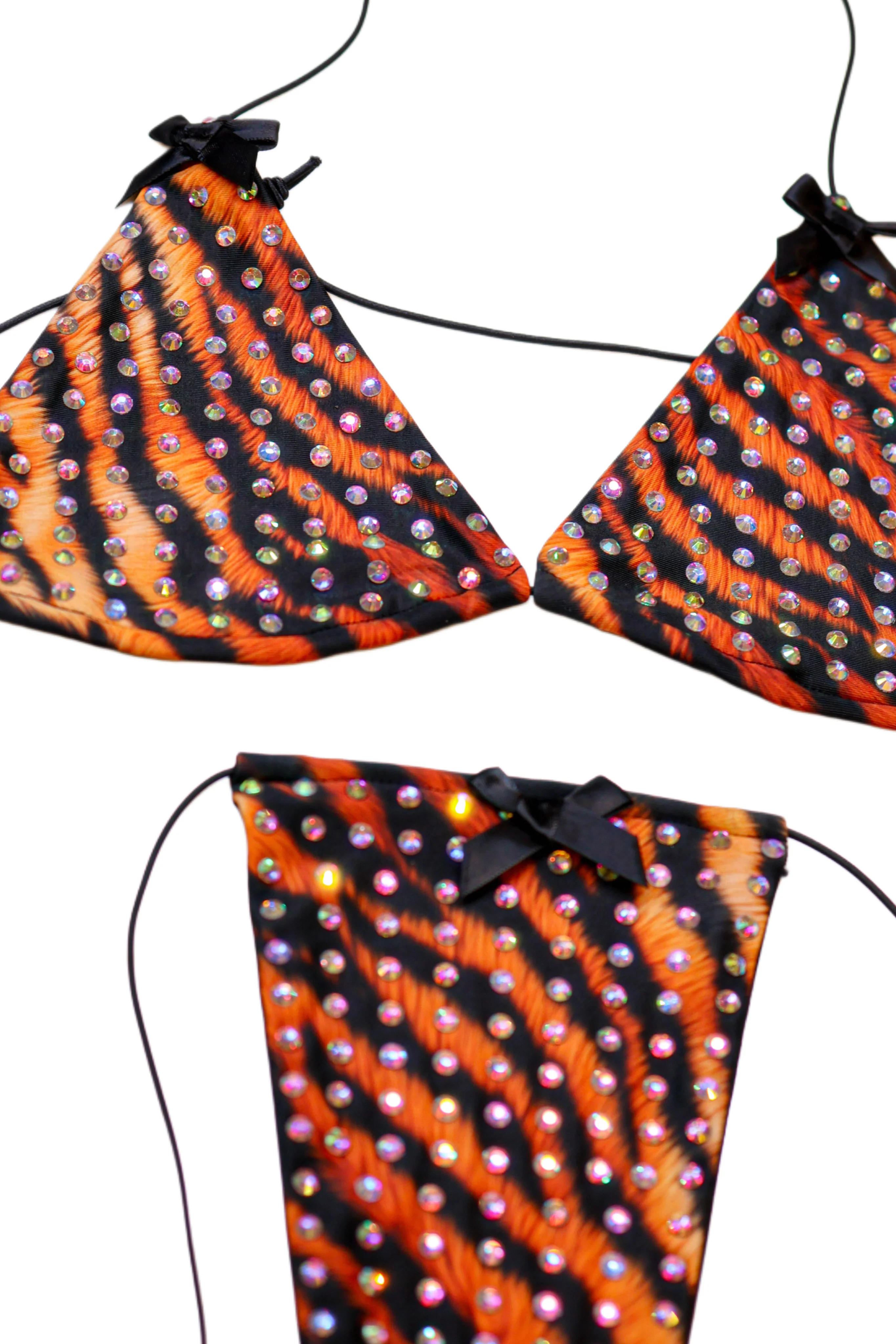 Tiger rhinestone bow string semi microkini - Image 5